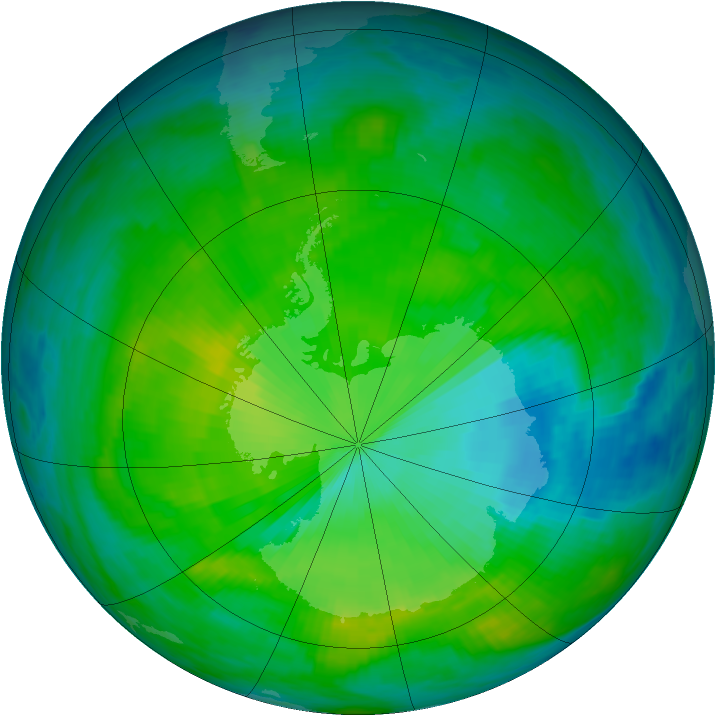 Antarctic ozone map for 06 December 1985